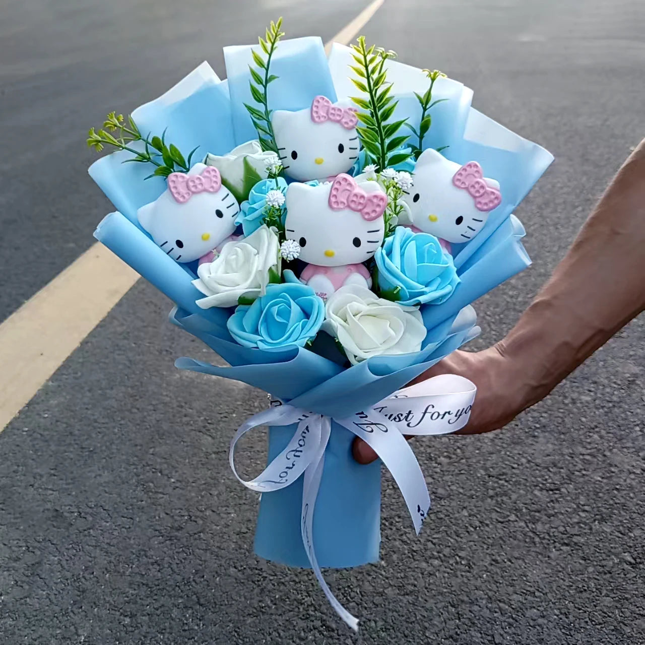 Hello Kitty Cartoon Plush Bouquet Anime Rose Soap Flowers Doll Home Wedding Decoration Christmas Valentine's Day Gift