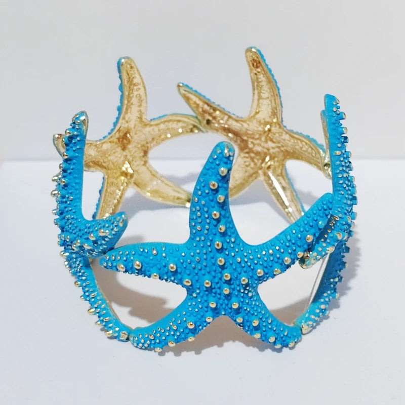 Trendy luxury Starfish Flower Elastic Pearl Bracelet Bangle Jewelry For Women Party Gift