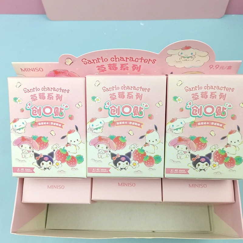 Hello Kitty Kuromi Cinnamoroll Plaster 40Pcs Waterproof Adorable Cute Band Aid for Kids Wound Care Kawaii Cartoon Design