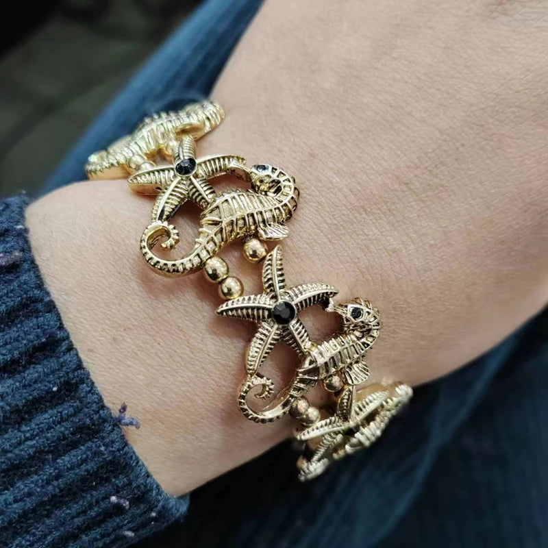 Trendy luxury Starfish Flower Elastic Pearl Bracelet Bangle Jewelry For Women Party Gift