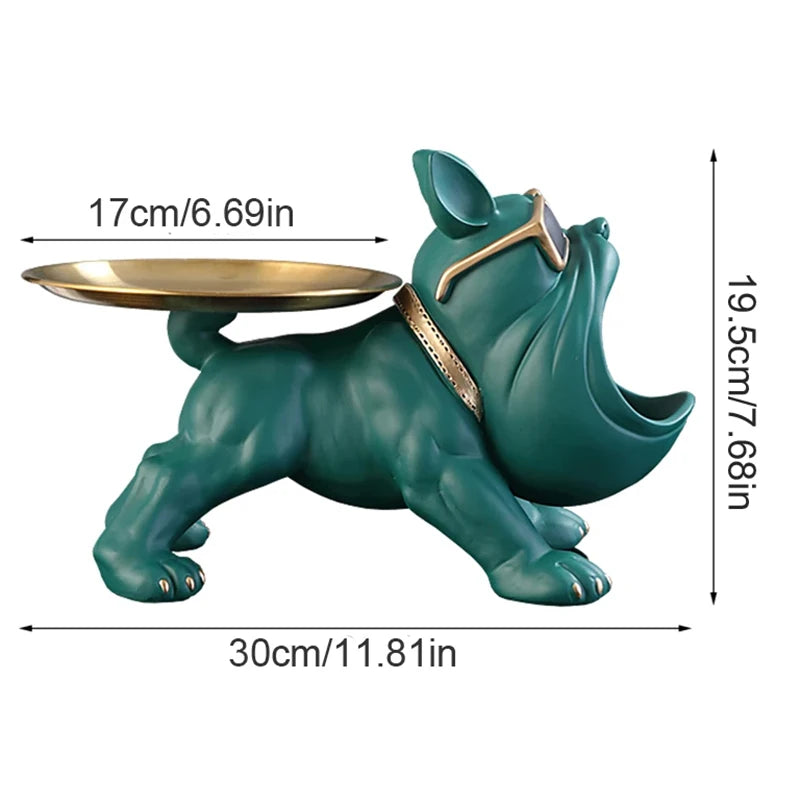 30cm ホームデコレーション ブルドッグ 置物 犬像 収納ボックス 動物飾り 樹脂工芸 アート彫刻 置物 ホーム 子犬彫刻