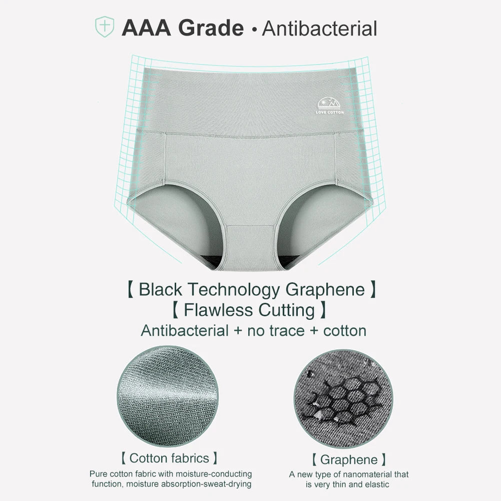 5PCS/Set M-XXXL High Waist Pure Cotton Panties Women Briefs Underwear Girls Panties Cotton Crotch Female Lingerie