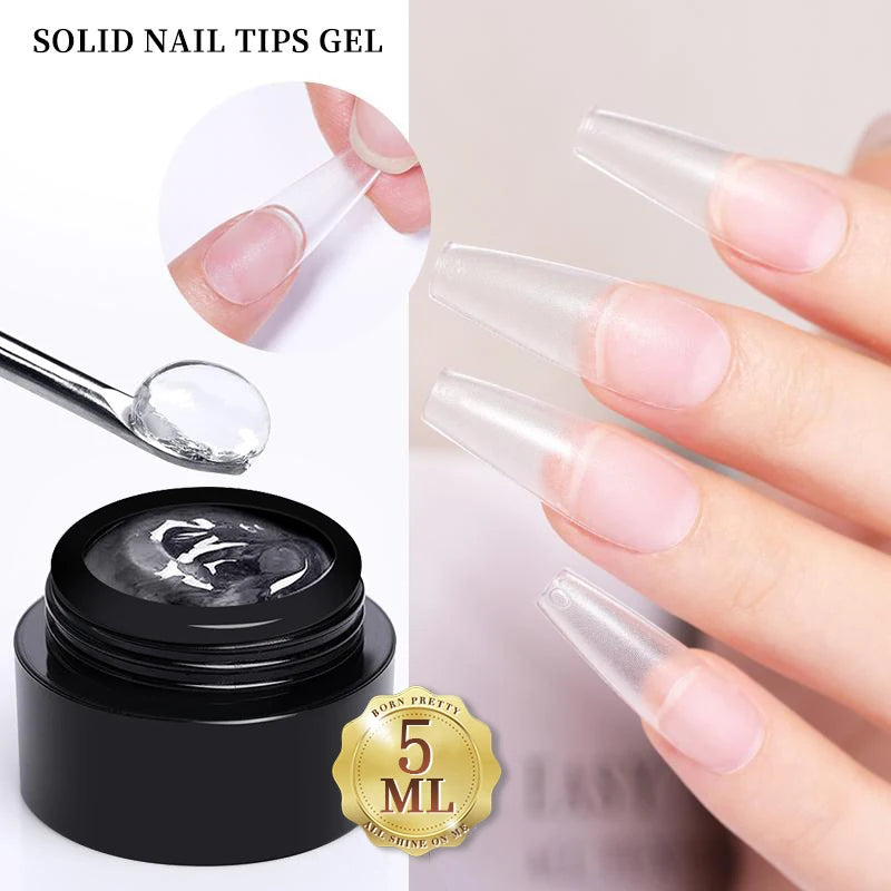 BORN PRETTY 15ml クリア ノンスティック ハンドエクステンション ジェルネイルポリッシュ 3Dシェーピングネイルアート用 固形ミルキーゼリーハードジェル フェイクネイル用