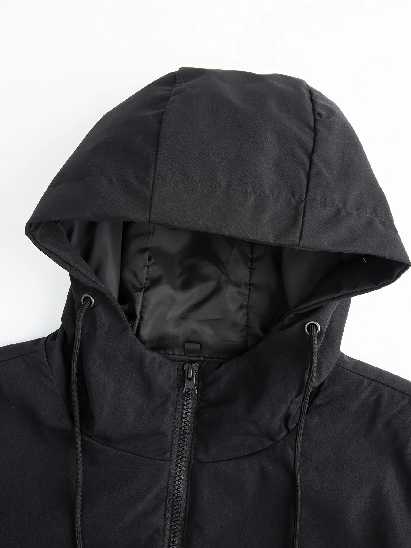 Men's Lightweight Olive Green Jacket Zip-Up Hooded Coat with Adjustable Drawstring Pockets Non-Stretch Fabric for Hiking Gym