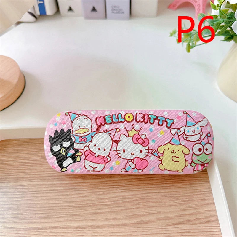 Cartoon Stitch Hello Kitty Glasses Case Children Students Anti Drop Glasses Storage Box Princess Series Pattern Protective Case