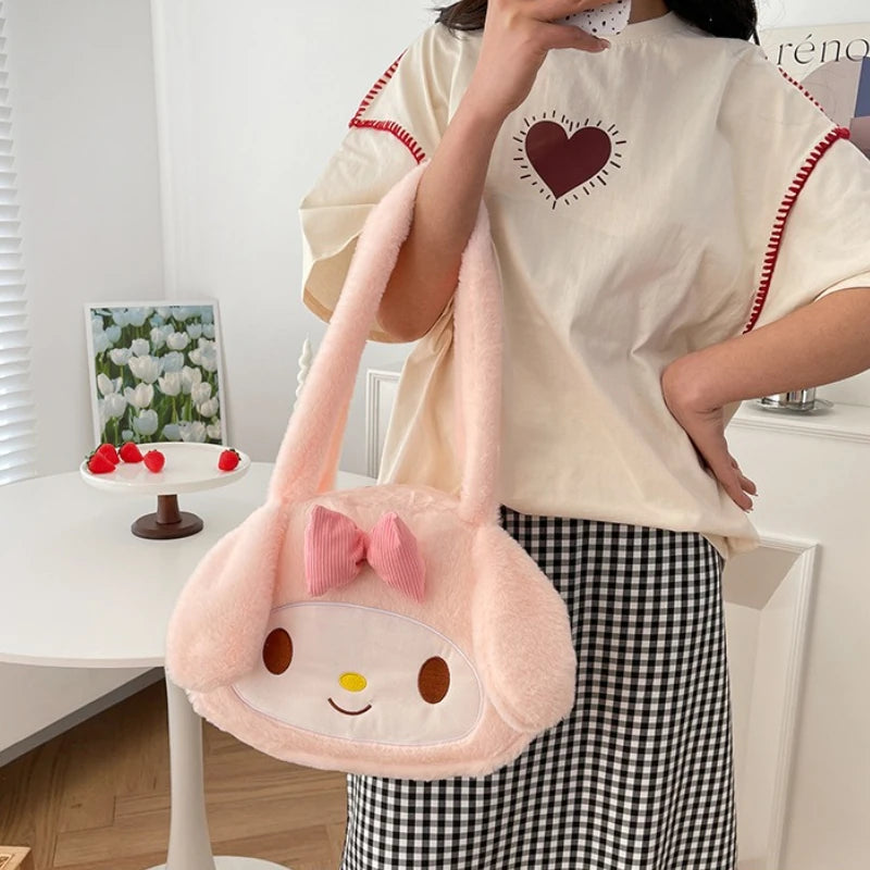 Sanrio New Model Cartoon Cute Kuromi Large-capacity Shoulder Bag Cinnamoroll Hand-held Underarm Bag Daily Match Girl Gift