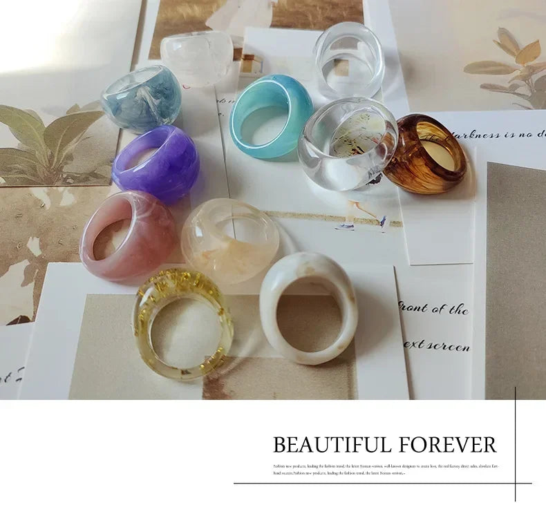 Exaggerated Creative Rings Acrylic Resin Rings for Woman Girls y2k Fashion Jewelry Accessories Party Dress Jewelry mens rings