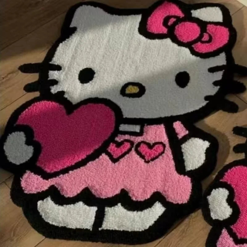 Cartoon Hello Kitty Plush Floor Mat Bathroom Door Absorbent Cute Non-slip Foot Mat Imitation Cashmere Carpet Bedside Decoration