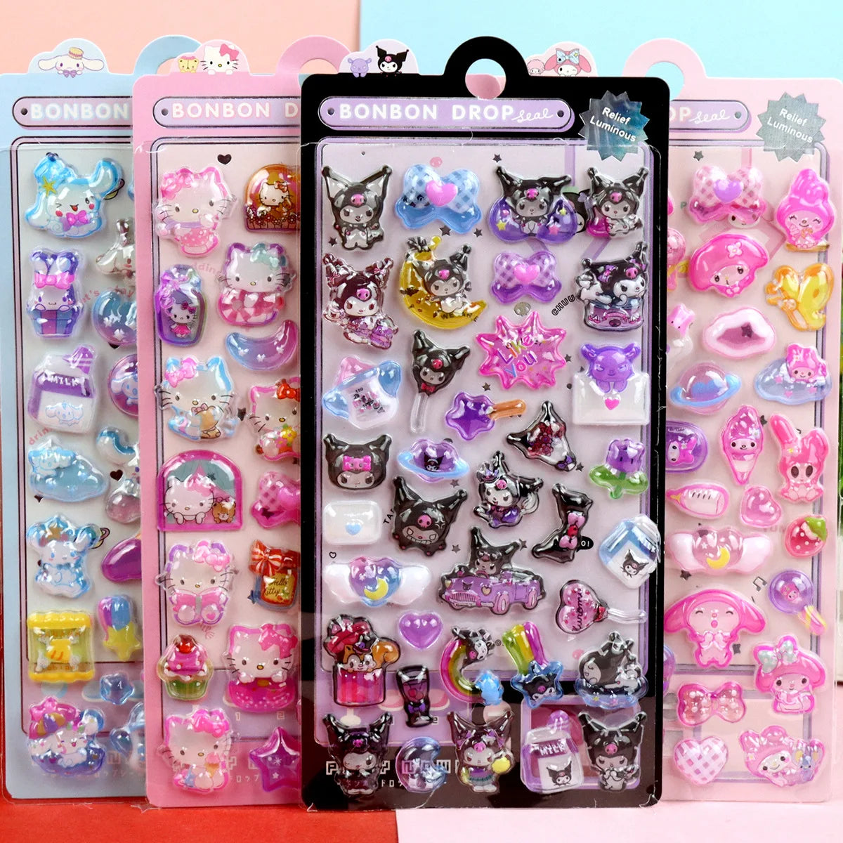Cartoon Sanrio Hello Kitty Kuromi 3D Transparent Jelly Sticker Crystal Decorative Sticker Children DIY Phone Casesdiy Stationery