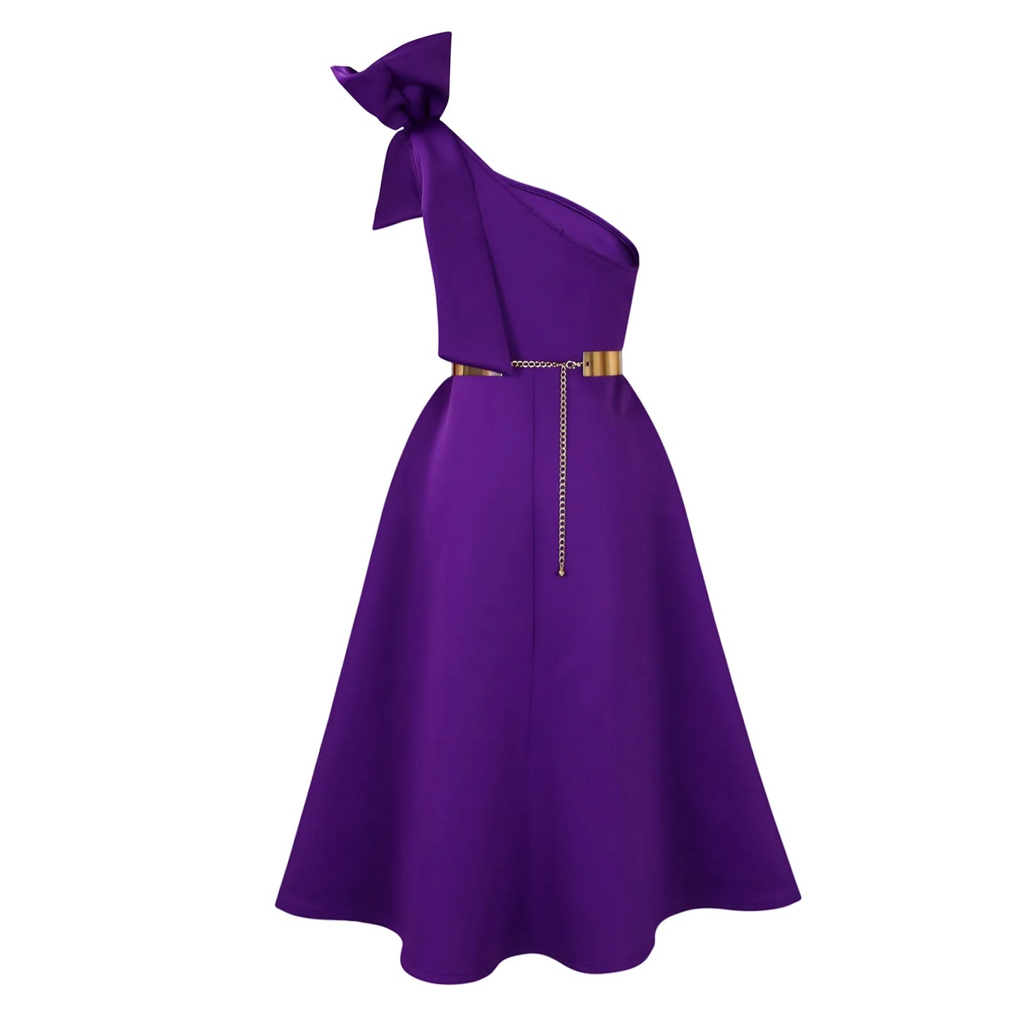 French One Shoulder A Line Pleated Birthday Party Dresses Women Bow Sleeveless Belt Large Skirt Elegant Women's Party Dress
