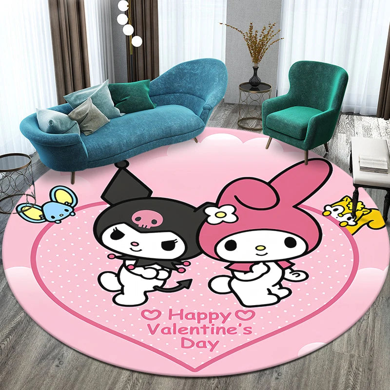 Sanrio Kuromi Printed Pattern Circular Carpet,Bedroom Decorative Rug,Use Non-slip Floor in Living Room,Bathroom,Kitchen,Door Mat
