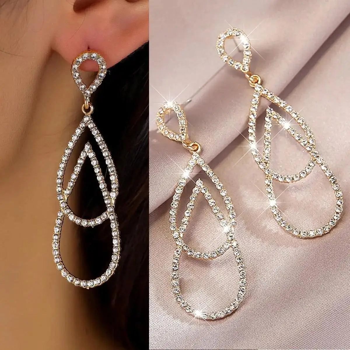 925 Silver Needle Korean Fashion Big Crystal Heart Earrings For Women Jewelry 2025 Trending New Luxury Women's Zircon Earrings