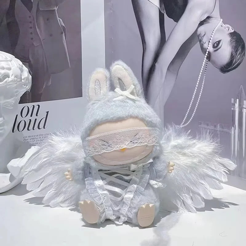 POP MART Labubu clothes caybaby suits black and white angel wing suit wholesale no dolls only baby clothes