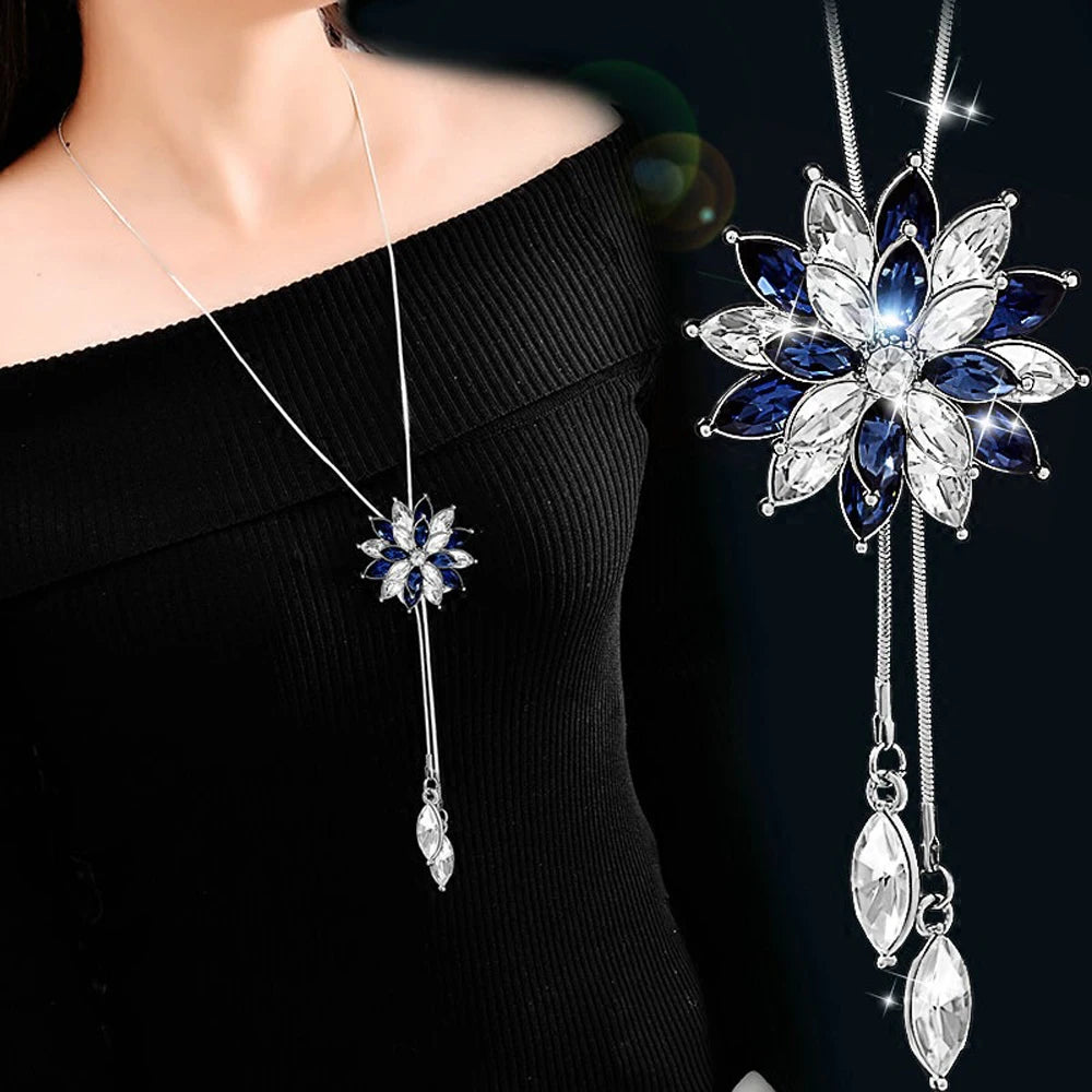 FSUNION 2025 New Elegant Simulated Pearl Choker for Women Silver Color Chain Long Necklaces Pendant Fashion Jewelry Accessories