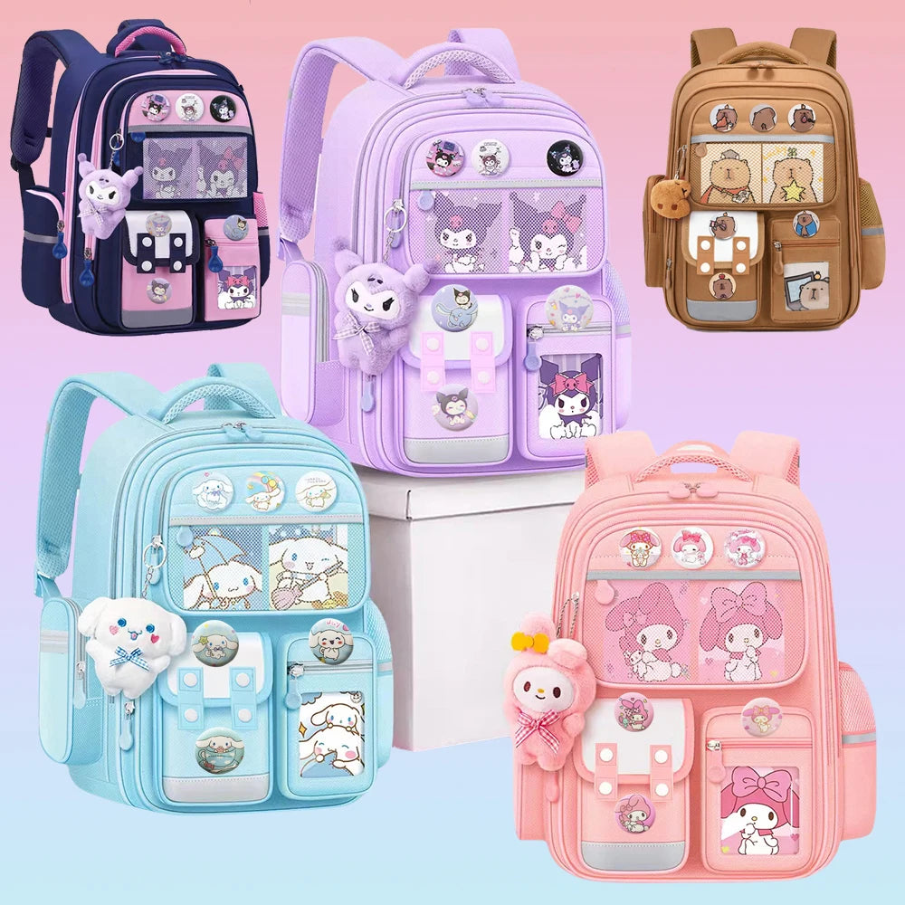 Kuromi Cinnamoroll Capybara My Melody Boy Girls Kids Student Back To School Book Bags, Teenagers Mochila, Laptop Travel Backpack