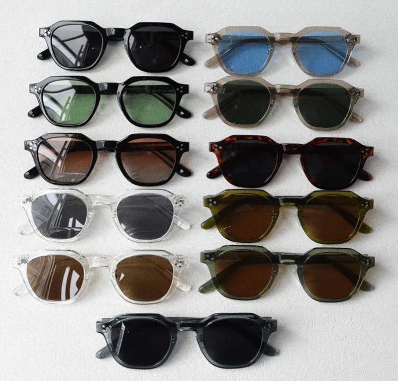 Peekaboo korean style retro sun glasses for women TR90 frame polygon polarized sunglasses uv400 male green brown 2023 summer