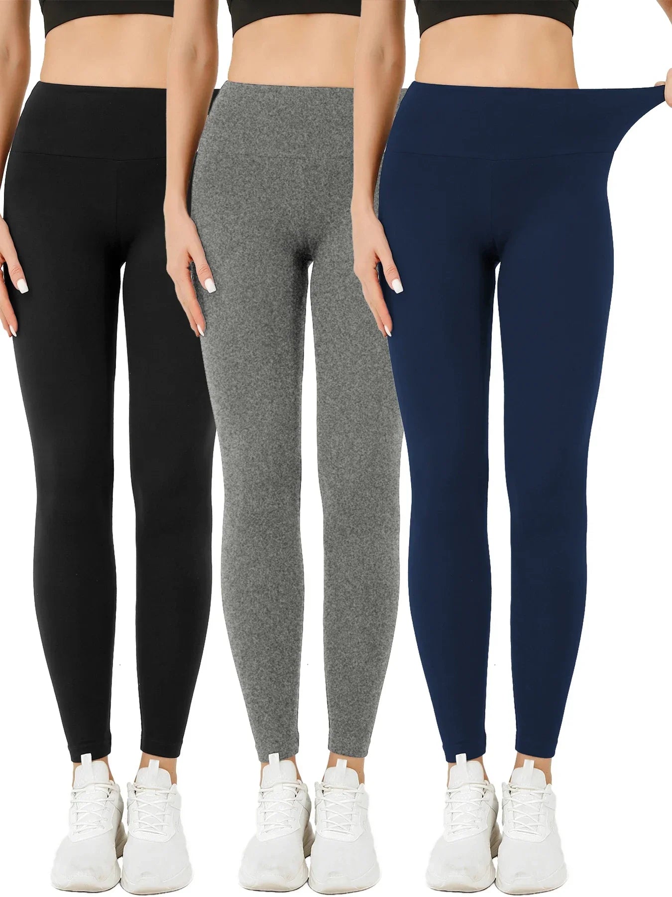 3 Pack Women's Super Soft Leggings High Waisted Tummy Control No See Through Workout Yoga Running Athletic Push Up Gym Leggings