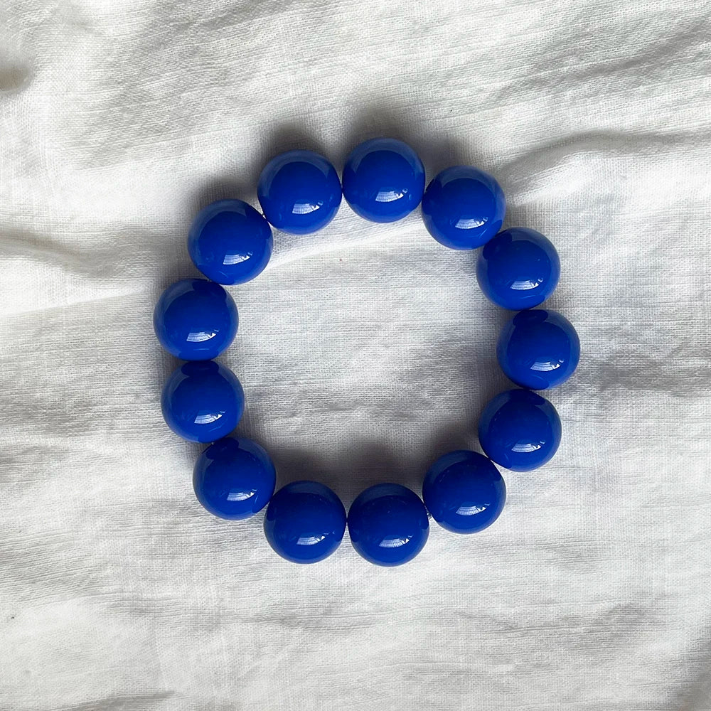 Cute Sweet Colorful Acrylic Big Bead Chunky Bracelet Fluorescent Hand Beaded Simple Bangles Summer Spring Jewelry Accessories