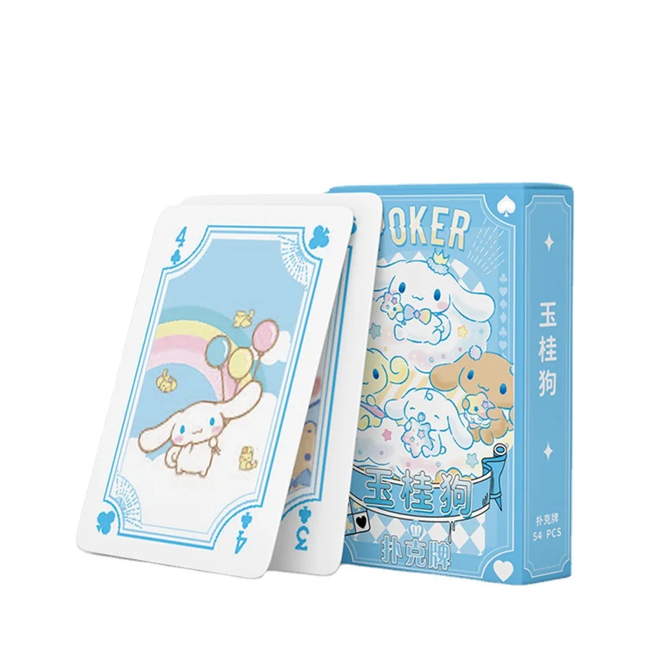 Kawaii Sanrio Poker Cards Cartoon Fun Hello Kitty Kuromi Cinnamoroll Melody Kid Playing Card Board Game Toy Deck Card Collection