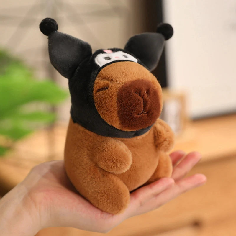 Capibara Plushies Doll Disney Stitch Pikachu Kuromi Lucifer Cat Hat Capybara Plush Toy Cartoon Stuffed Animal Doll Xmas Gifts