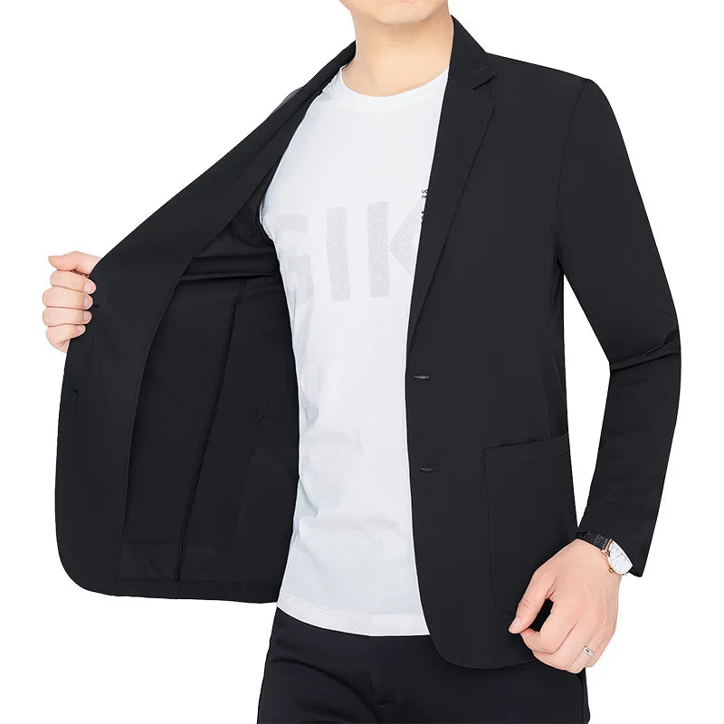 新作夏用男性用薄手日焼け止めブレザージャケット 高品質メンズ通気性速乾ブレザーコート メンズビジネスカジュアルスーツコート
