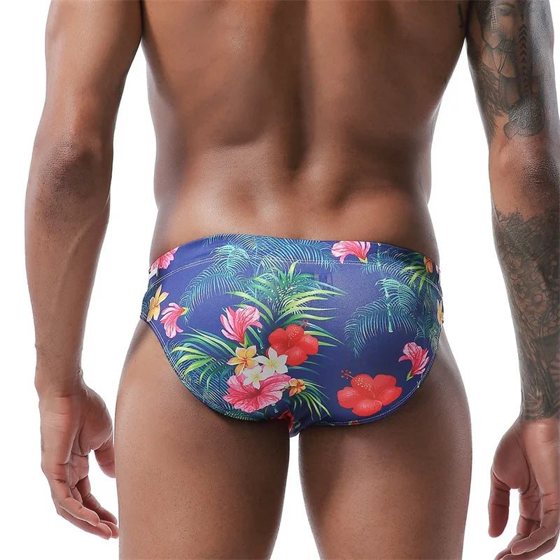 Men's Swimwear Swimsuit Beach Low Waist Briefs Swimsuit Leopard Digital Printing Crochet Bikini Surfing Swim Wear Bathing Suit