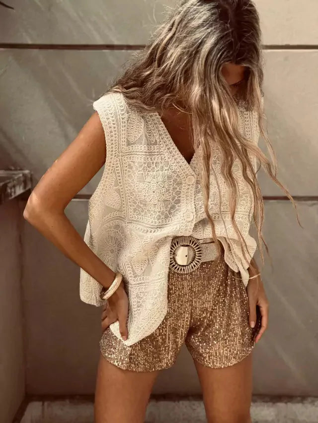 Vintage Cotton Sleeveless Crochet Vests Jackets For Women Tank Tops Summer Loose Boho Beach Cover Up Casual Women's Blusas