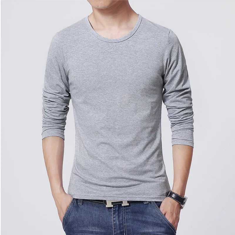 2025 MRMT 新品 メンズ Tシャツ 長袖 スリム メンズ Tシャツ 若者向け 純色 トップス Tシャツ Oネック 男性 ボーイズ Tシャツ