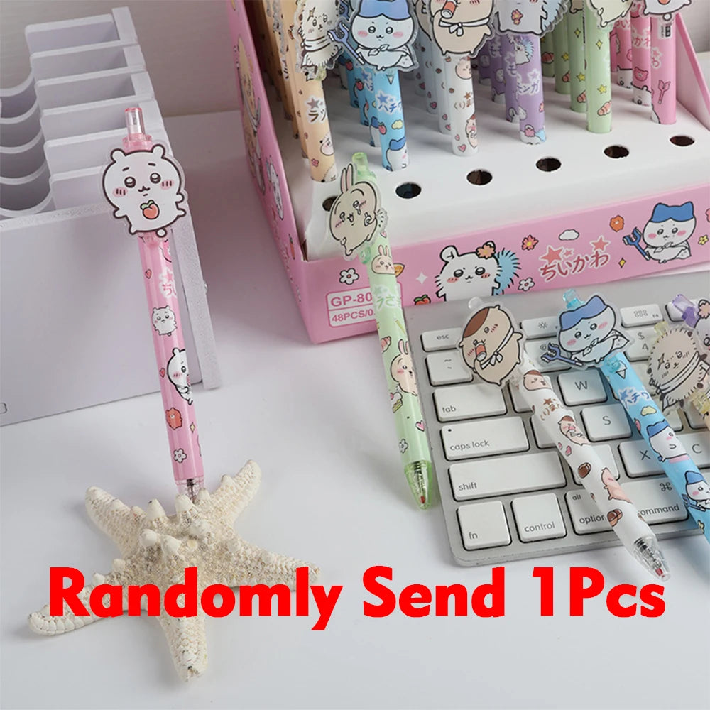 1/6/18Pcs Cute Chiikawa Hachiware Usagi Cartoon Animes Character Patch Press Pen 0.5mm Gel Pen Student Stationery Supplies Gifts