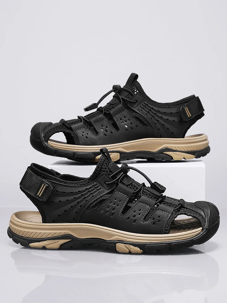 Men's Sport Sandals Handmade Genuine Leather Sandals for Men Summer Outdoor Anti-collision Comfortable Casual Beach Sandals