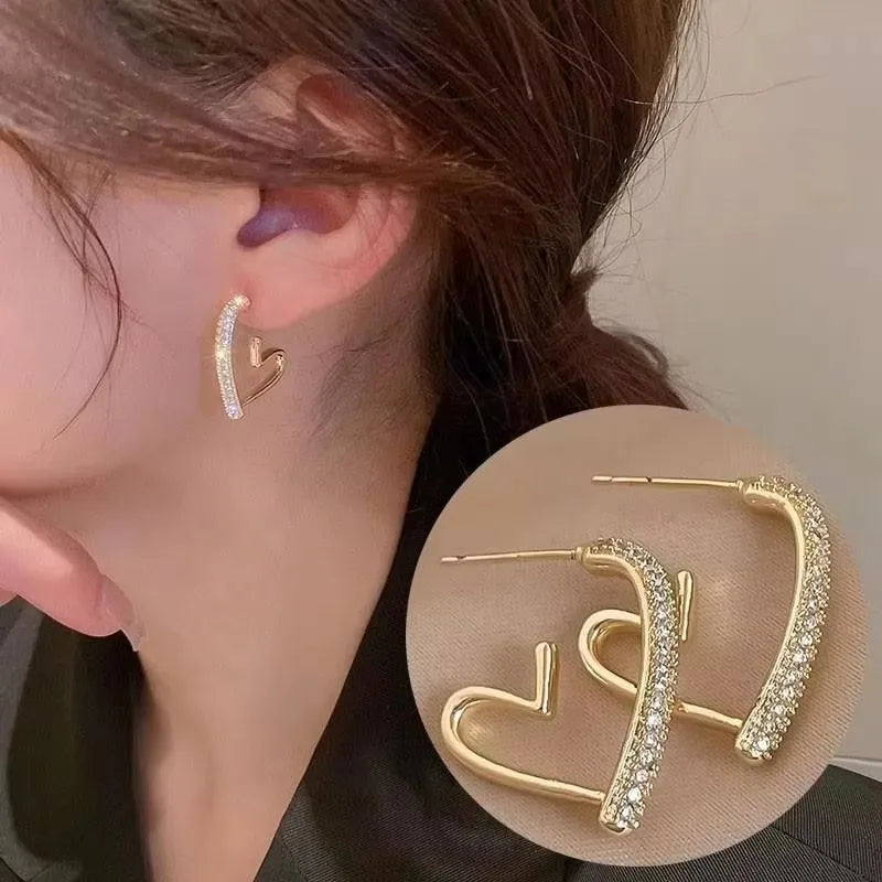 925 Silver Needle Korean Fashion Zircon Geometric Earrings For Women Jewelry 2025 Trending Luxury Crystal Cross Stud Earrings