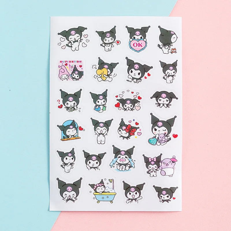 Miniso kawaii kuromi sticker small pattern creative cute cartoon decoration water cup sticker planner account kuromi sticker