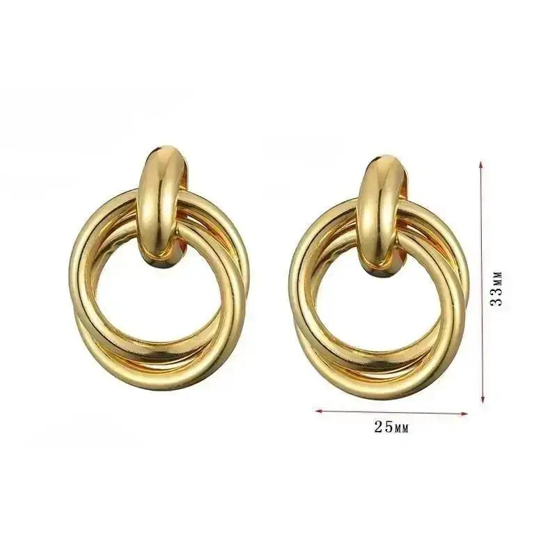 925 Silver Needle Korean Big Elegant Earrings For Woman Metal Jewelry 2025 Trending Vintage Geometric Women's Earrings Z40