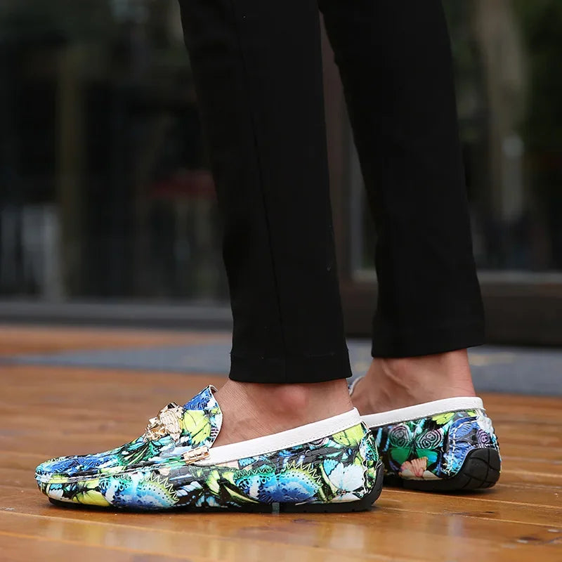 Luxury Loafers Men Fashion Printed Leather Shoes Designer Moccasin for Man Party Shoes Comfortable Flats Driving Shoes Male