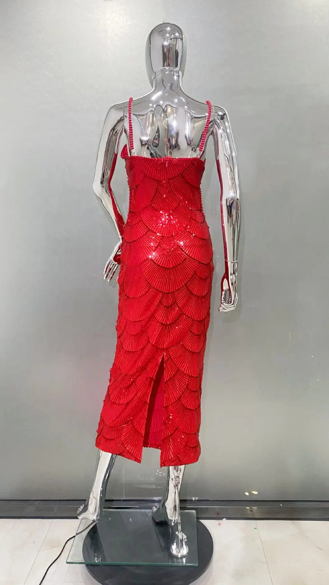 Deluxe Exquisite Sequin Beaded Sexy Hollow Suspender Dress Celebrity Birthday Party Dinner Dress Sweet Date Prom Dress