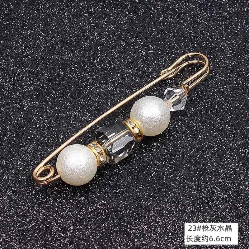 Lapel Pin Women Simulated-Pearl Pendant Pins Crystal Rhinestone Brooch For Woman Scarf Buckle Clips Hat Clothes Multipurpose Pin