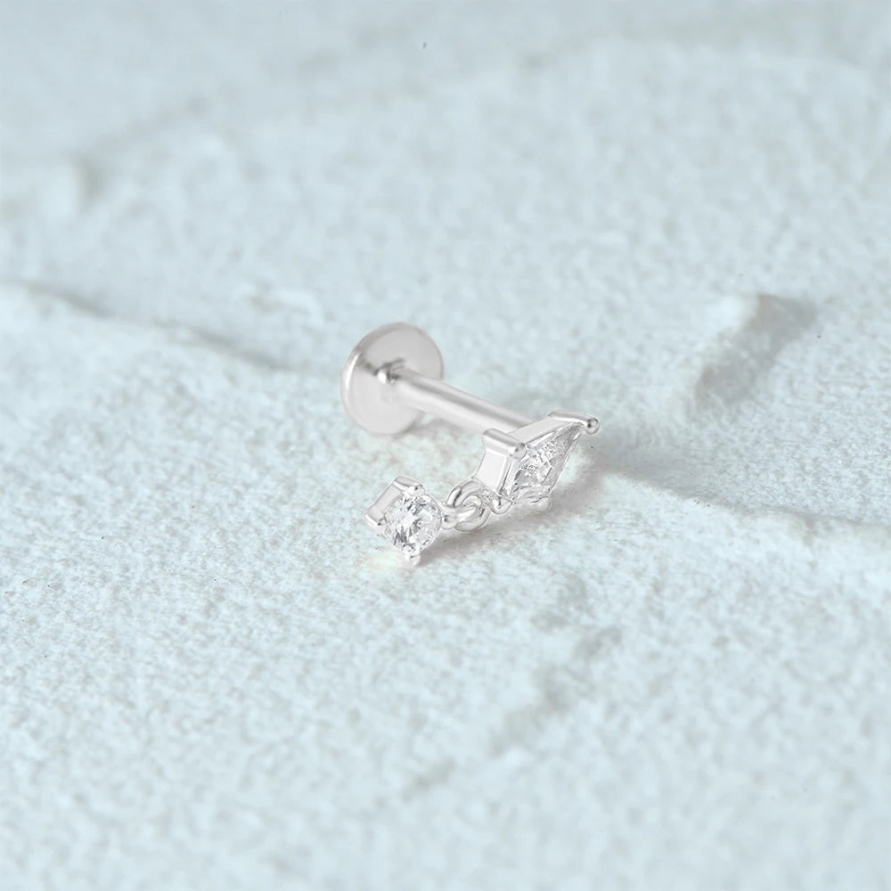 Aide 925 Sterling Silver 1pc Geometry Multi Piercing Stud Earrings For Women K Gold Simple Elegant Tassel Jewelry Gift Pendiente