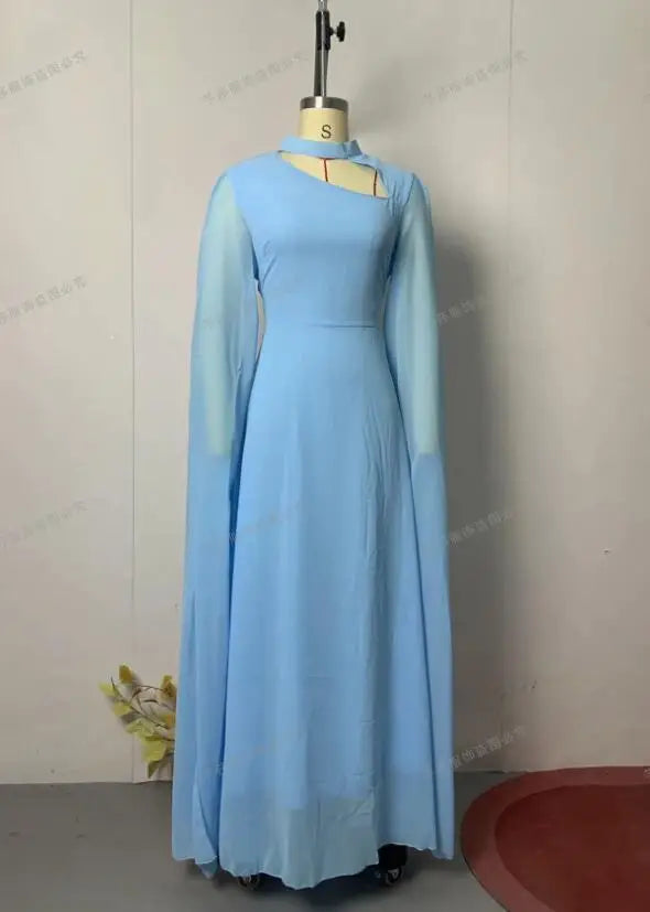 Party Dresses Women Long Dress Round Collar Solid Color Lace Up Tight Waist A Line 2025 Female Vestidos Temperament Maxi Gown