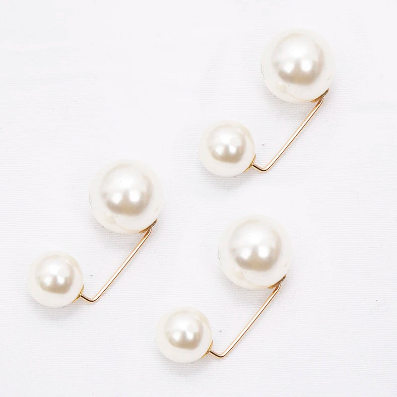 3Pcs/set New Women Tightening Waistband Pin Double Pearl Brooches Metal Lapel Pins Sweater Shirt Cardigan Brooch Accessories
