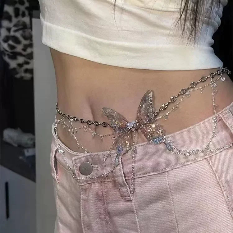 Y2K Designer belt Jewelry Multilayer Pearl waist chain for Women's Fashion Retro Character Playing Body Accessories Party Belts