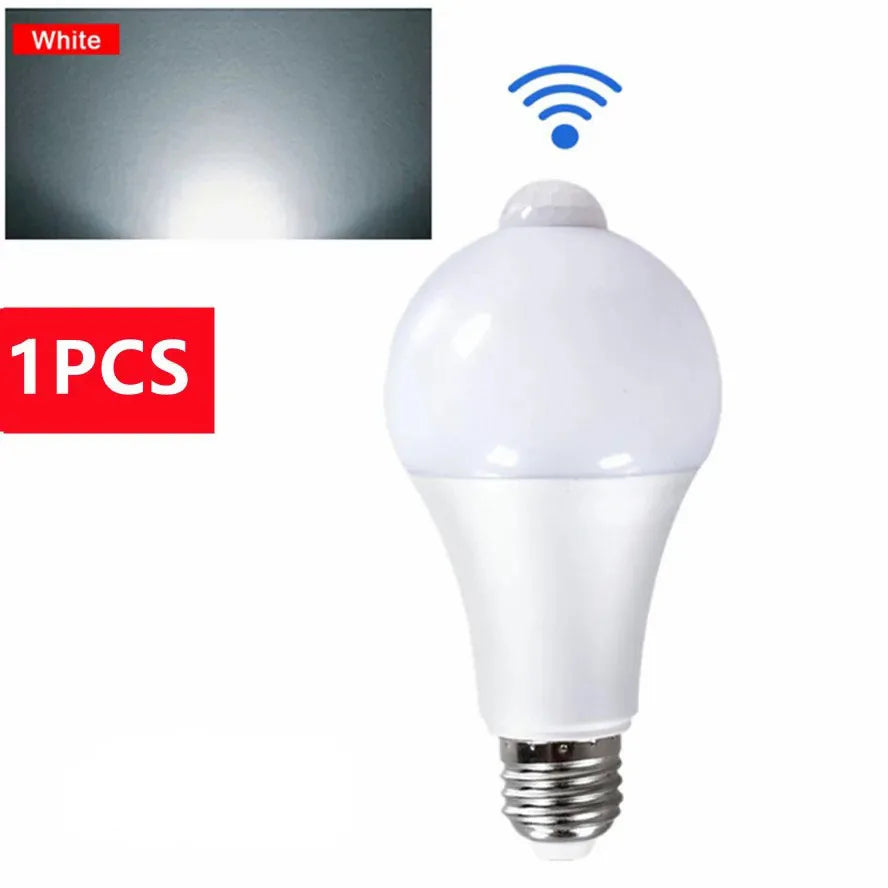 E27 LED PIRモーションセンサー電球 15W 18W 屋外照明 人感誘導電球 リビングルーム 寝室 廊下 ガレージ用