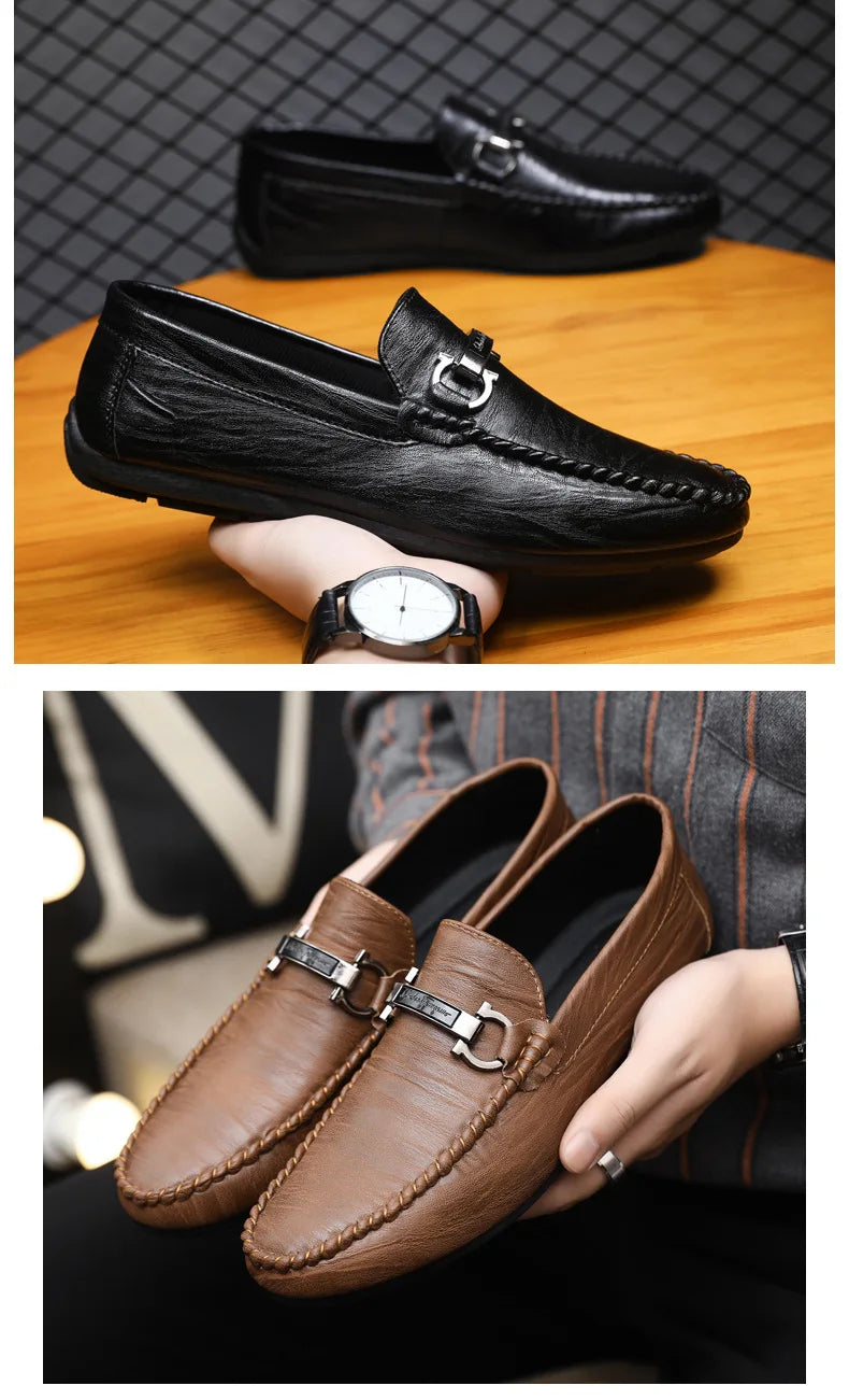 Men Loafers Shoes for Men Luxury Business Dress Shoes Comfy Slip-on Drive Moccasins Footwear Male Brand Leather Boat Shoes Men