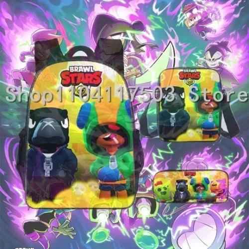 Anime Figures 3Pcs Backpack Set Kawaii Schoolbag Cartoon Mochila Anime Large Capacity 16 inch Bags Birthday Gifts
