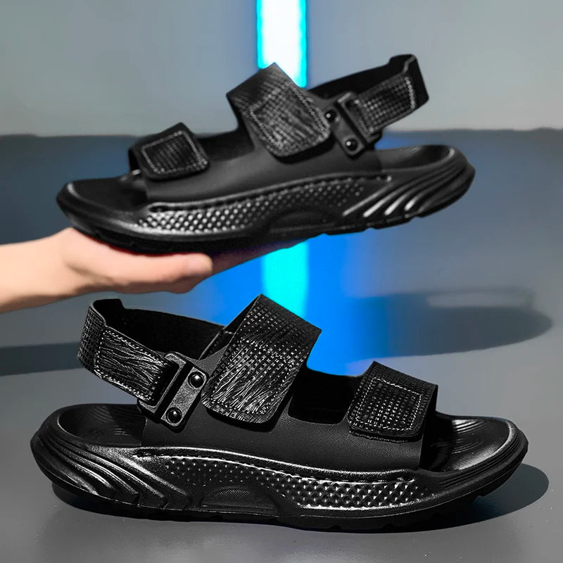Sandals for men summer style soft sole casual wear-resistant anti slip black sandals for outdoor wear water wading beach shoes