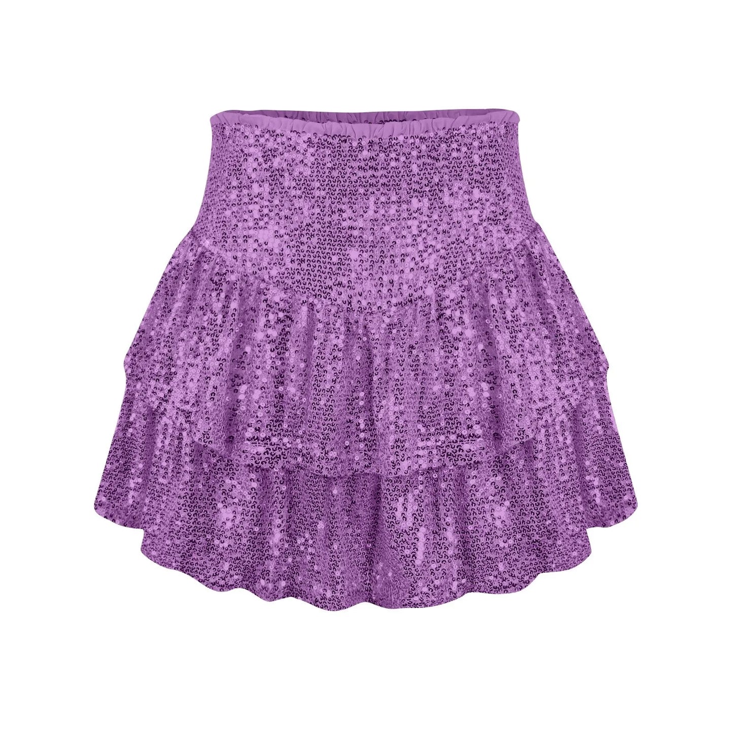 2024 Fashion Party Evening Clothes for Women Summer Sexy Elastic High Waist Sequin Mini Pleated Skirts Streetwear Short Dress