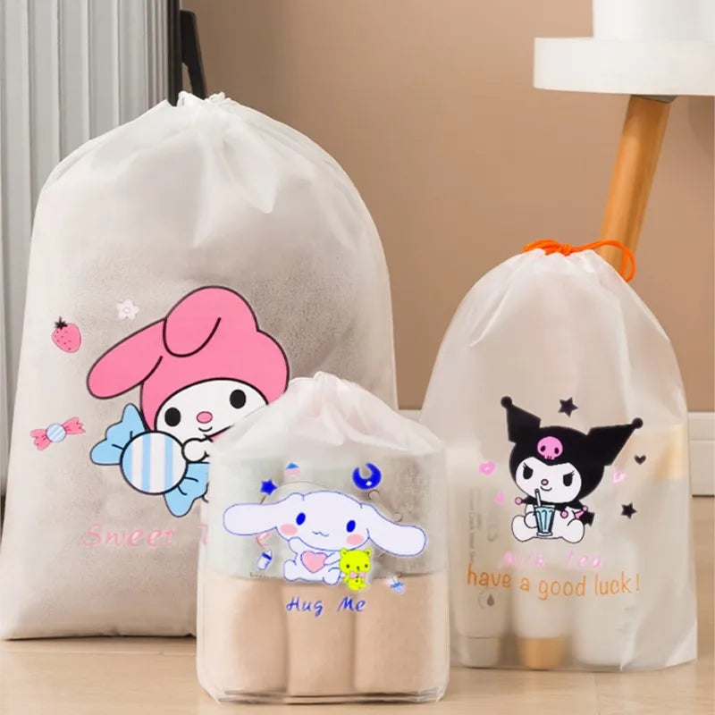 4pcs/set Sanrio Storage Bag Kuromi Closet Organizer Cute Home Travel Portable Bag Waterproof Pocket Clothing Classified Draw Bag