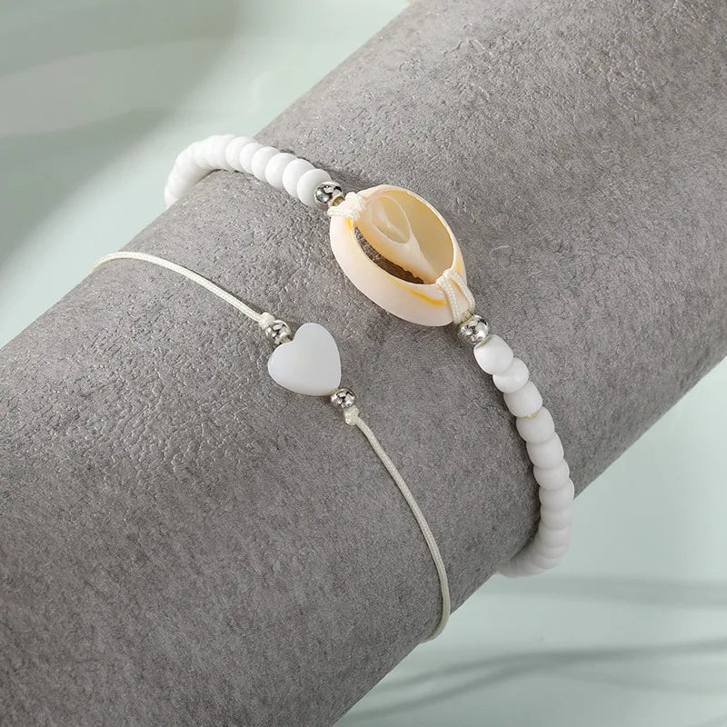Bohemia Natural Shell Anklets for Women Foot Jewelry Summer Beach Barefoot Bracelet Ankle on Leg Chian Ankle Strap Accessories