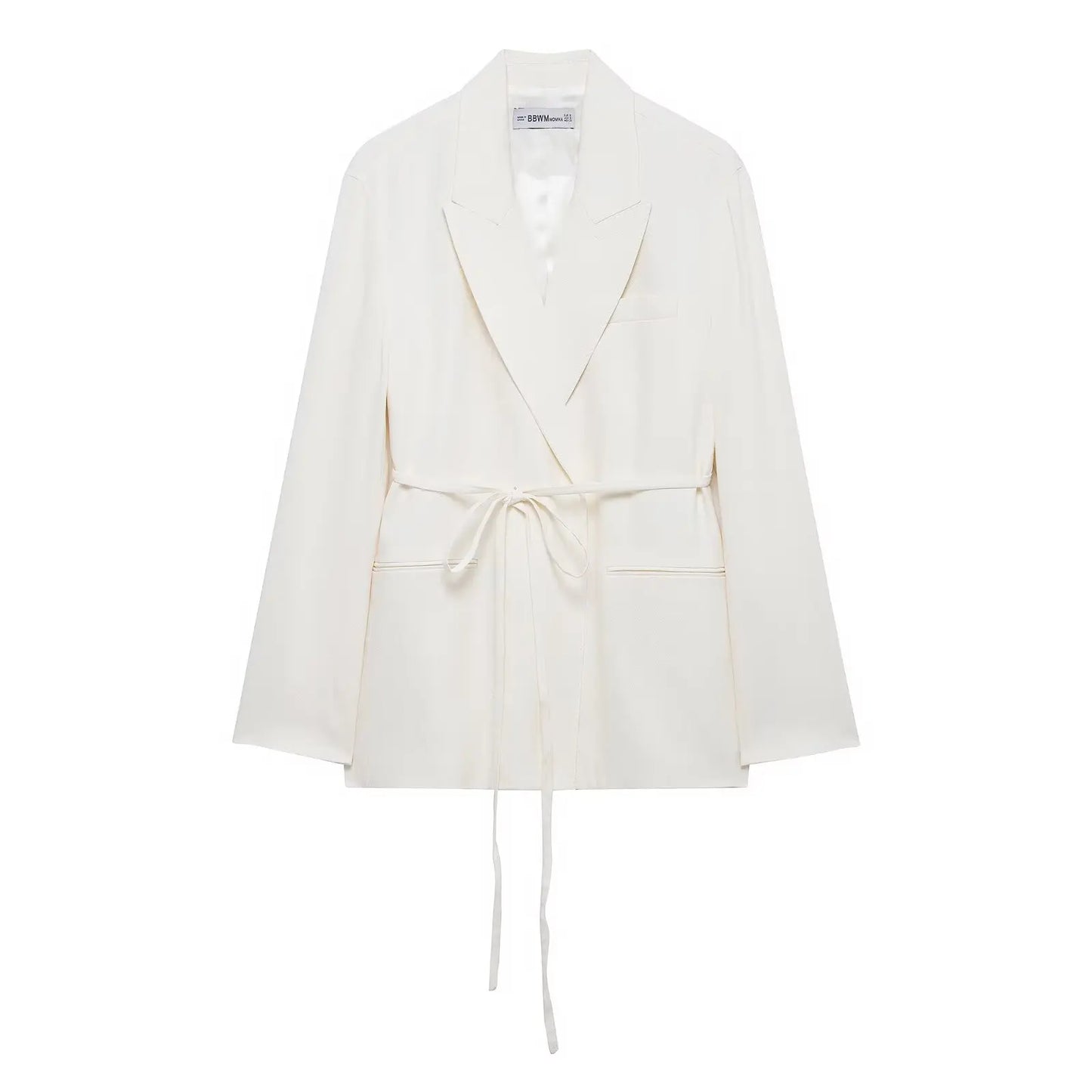 TRAFZA Women's Suits White Turn-Down Collar Long Sleeves Lace-Up Blazers+High Waist Zipper Long Pants Female Spring Fashion Sets