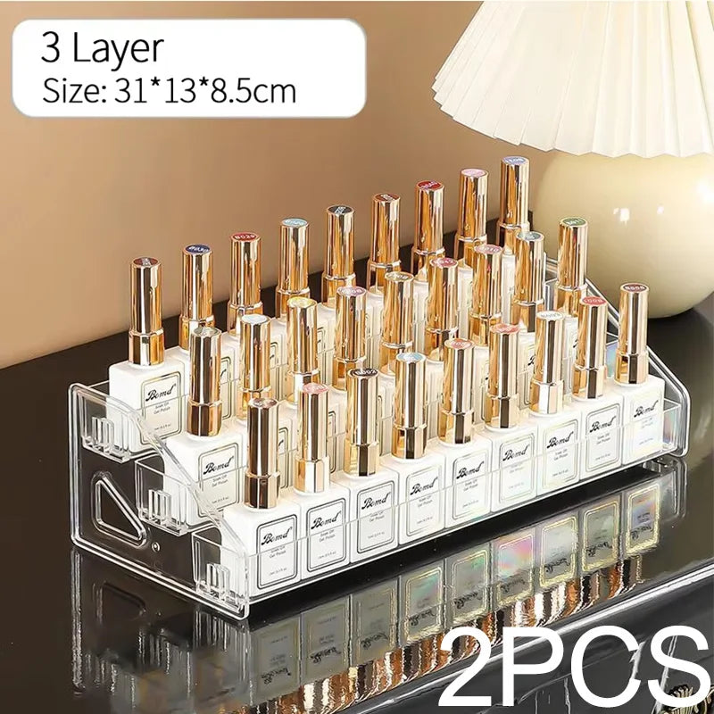 3/4/5/6/7 Layers Acrylic Nail Polish Display Rack Transparent Cosmetic Organizer Multi-layer Simple Mounting Rack Stand Holder