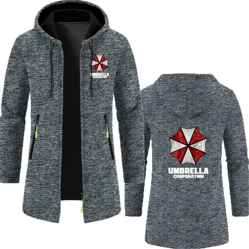 Umbrella company 2025 Men's long Hoodies Spring And Autumn Solid Color Zipper Pullover Comfort Harajuku Top Sweatshirts